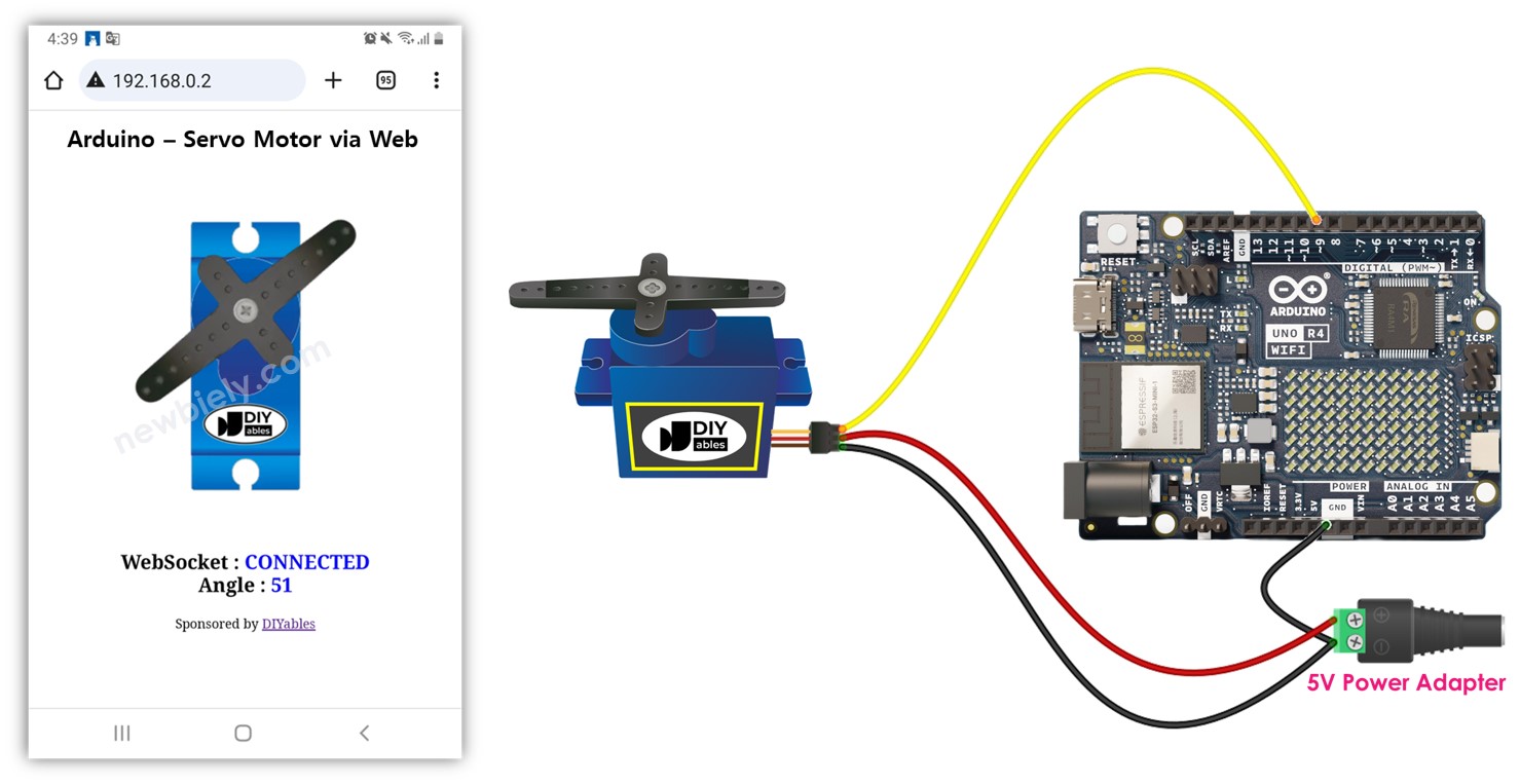 Arduino controla un servomotor a través de la web