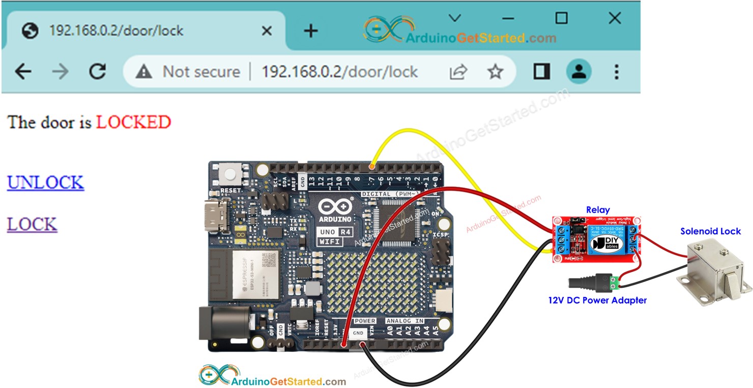 Navegador web para cerradura de puerta con Arduino Uno R4