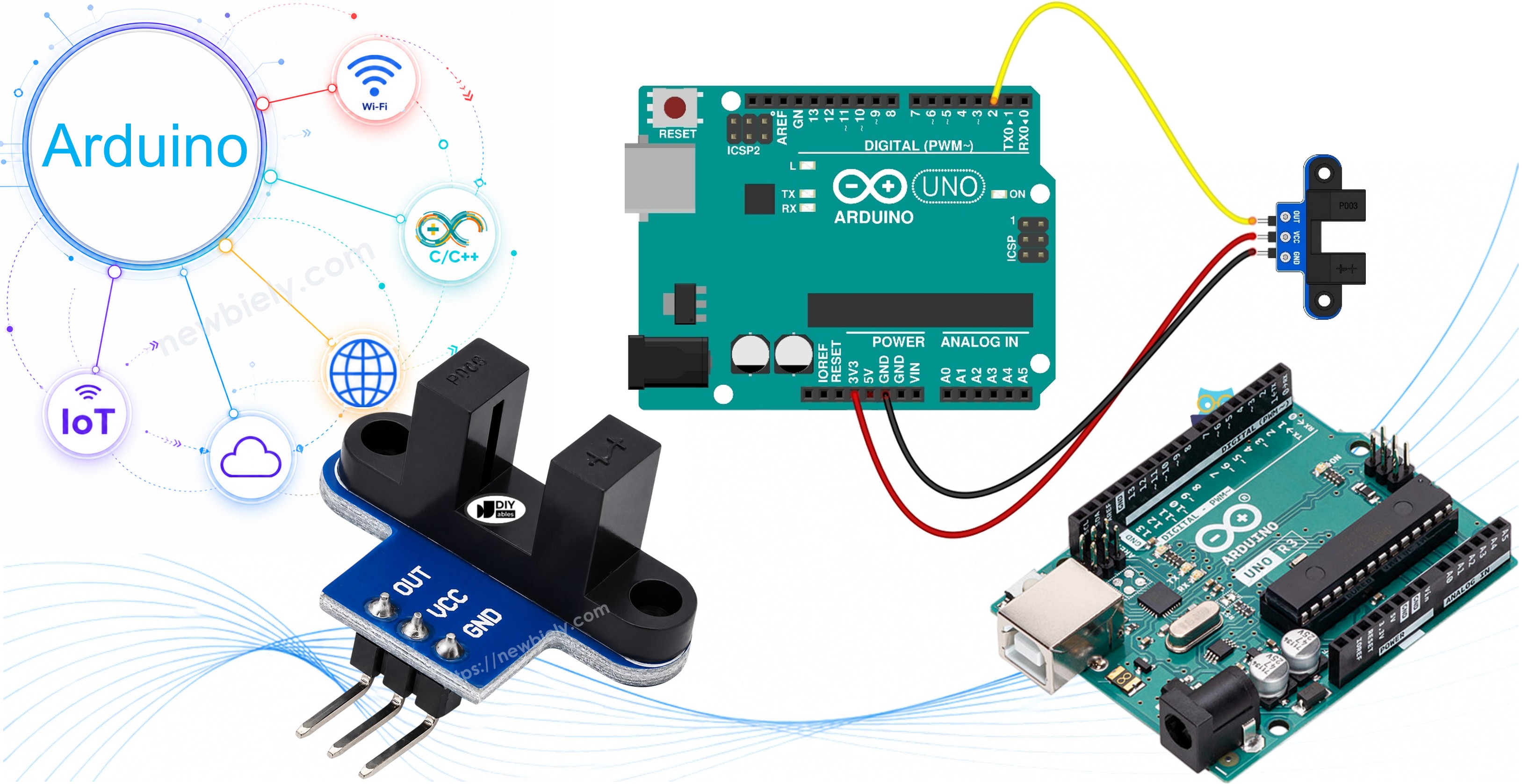 Sensor de velocidad óptico ranurado IR para Arduino