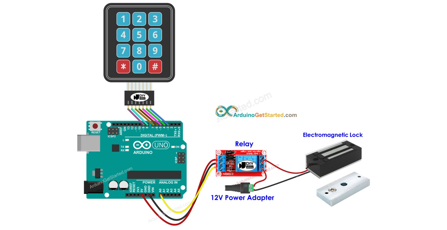 Cerradura electromagnética con teclado para Arduino