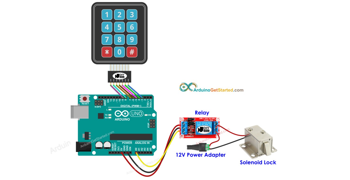 Cerradura de solenoide con teclado Arduino