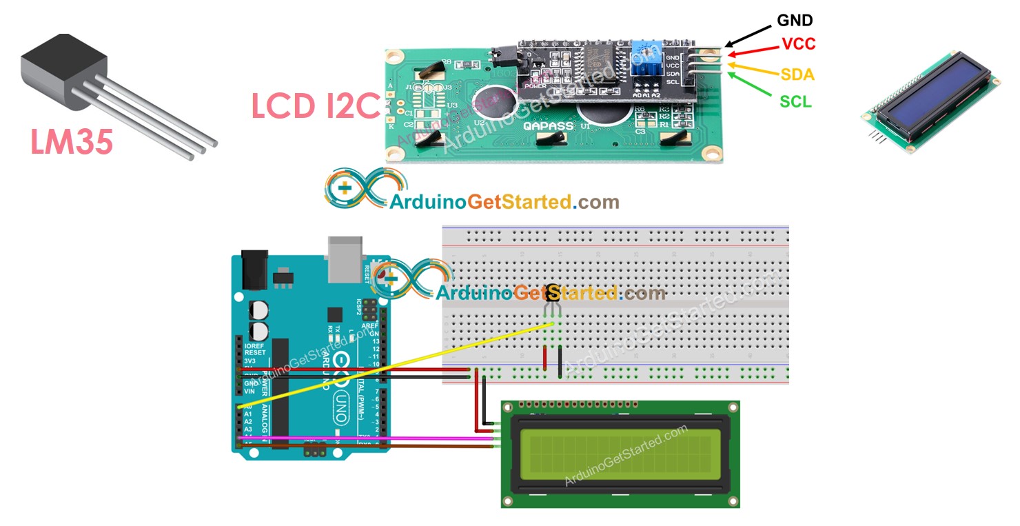 Arduino LM35 sensor de temperatura LCD