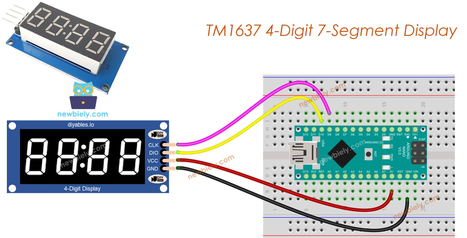 Arduino Nano TM1637 display de 4 dígitos de 7 segmentos