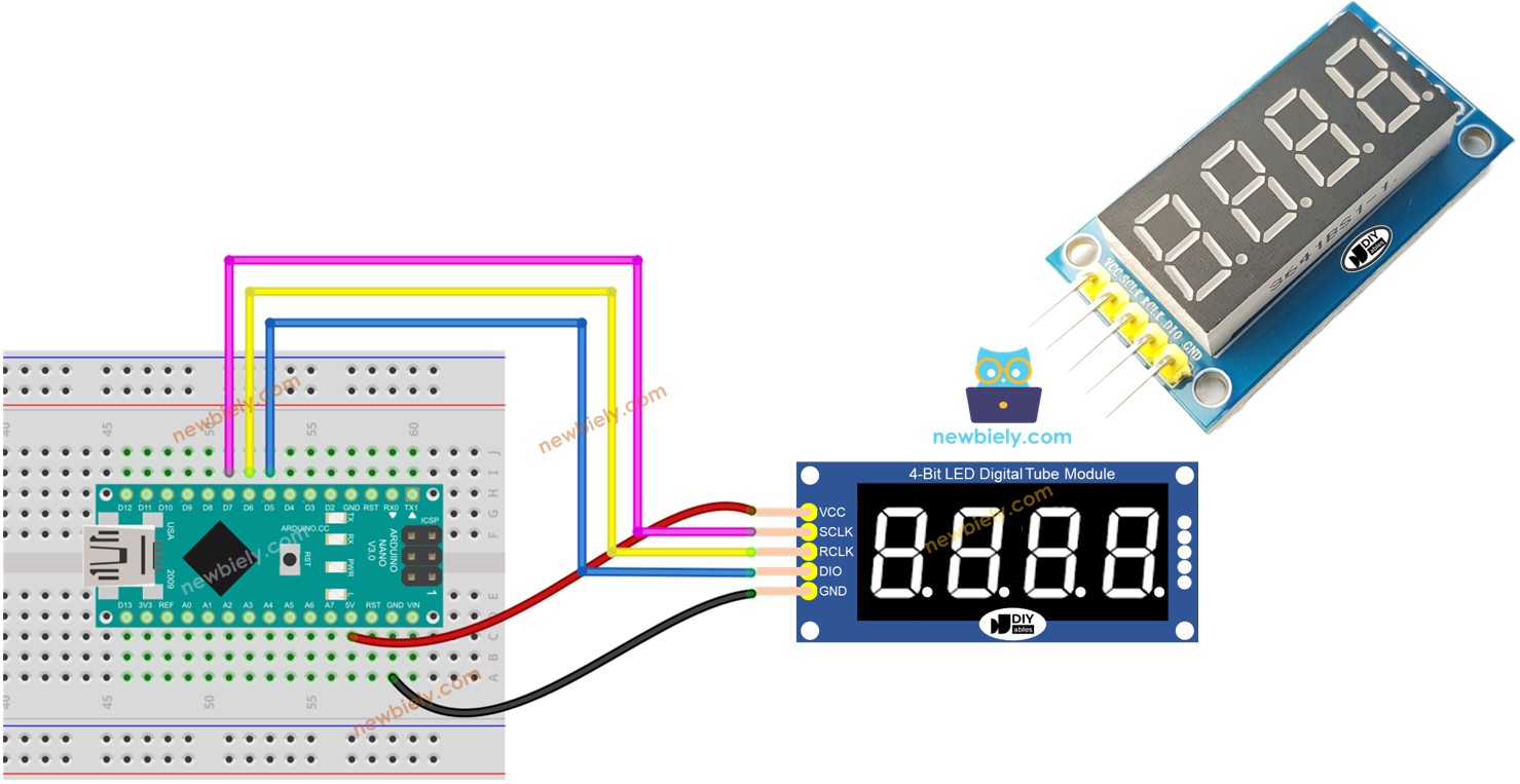 Arduino Nano 74HC595 pantalla de 7 segmentos de 4 dígitos
