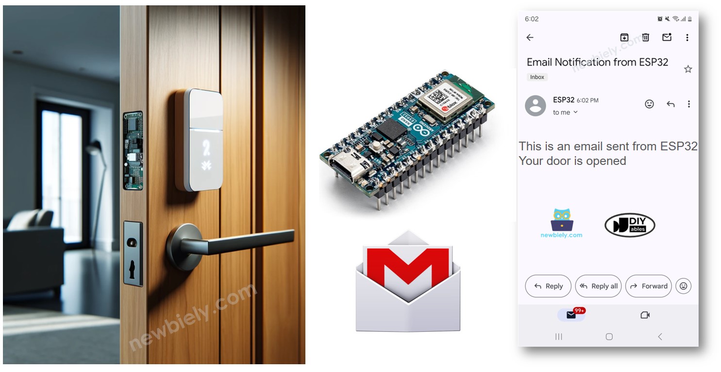 Notificación por correo electrónico de la apertura de la puerta con Arduino Nano ESP32