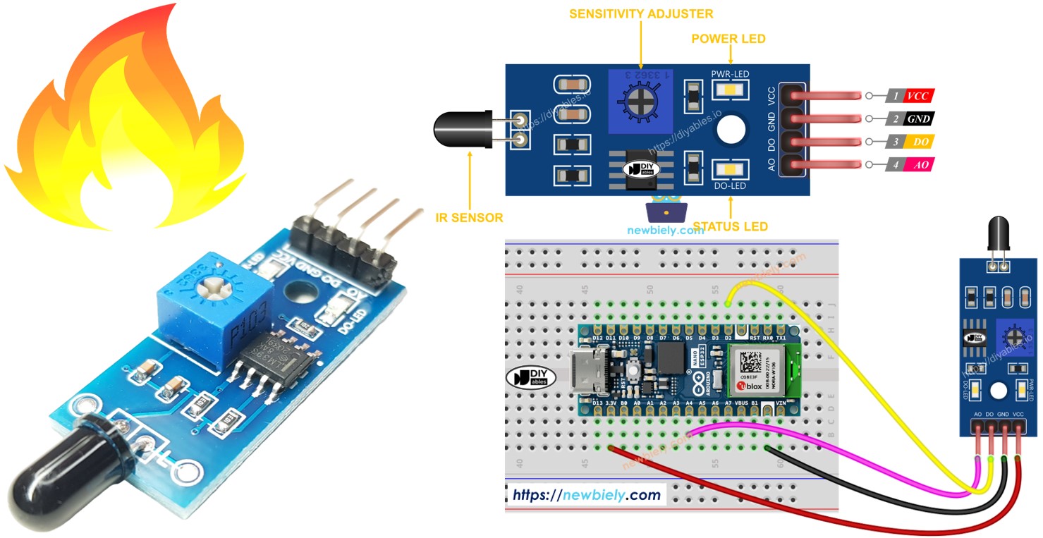 sensor de llama para ESP32