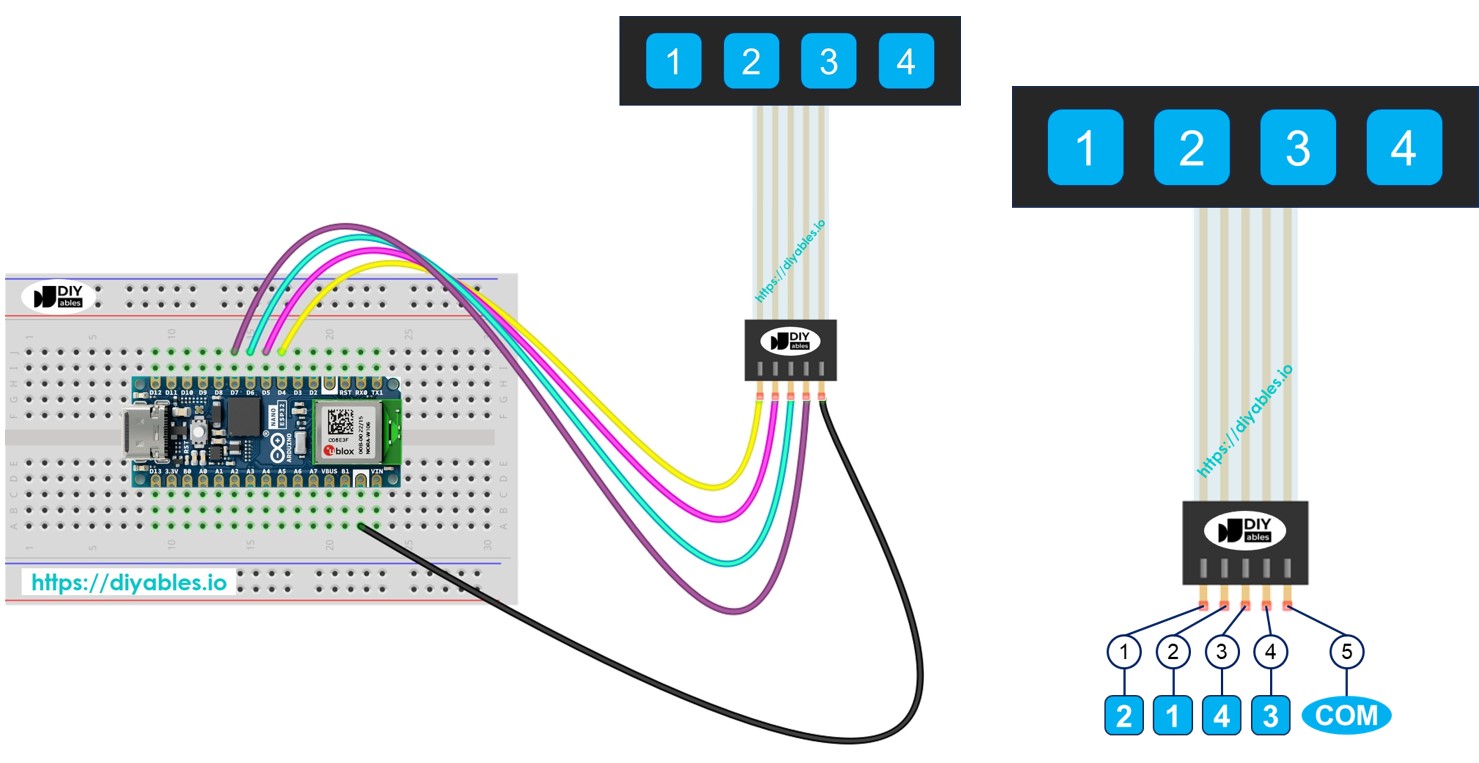 Arduino Nano ESP32 Teclado 1x4