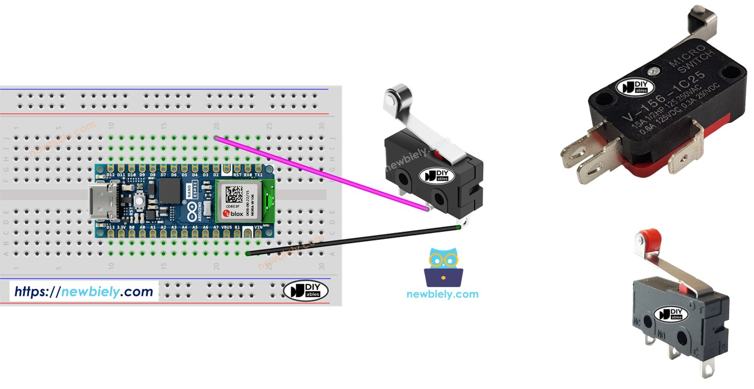 Arduino Nano ESP32 con interruptor de fin de carrera