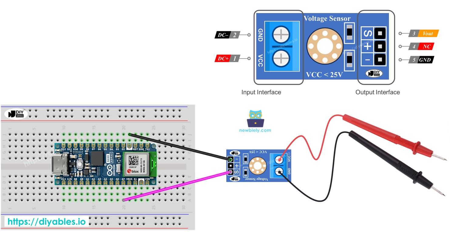 Sensor de voltaje para Arduino Nano ESP32