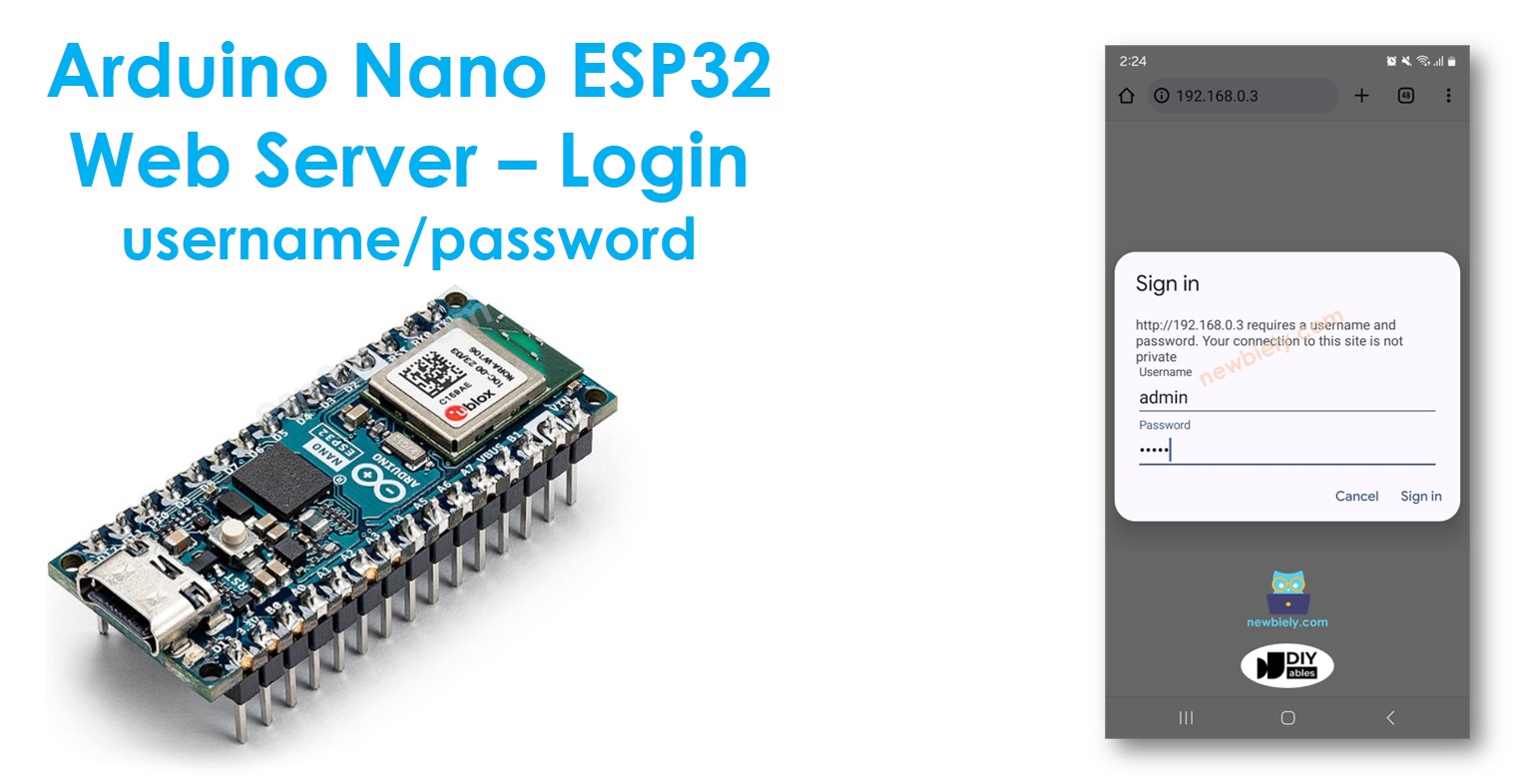 Arduino Nano ESP32 servidor web nombre de usuario y contraseña