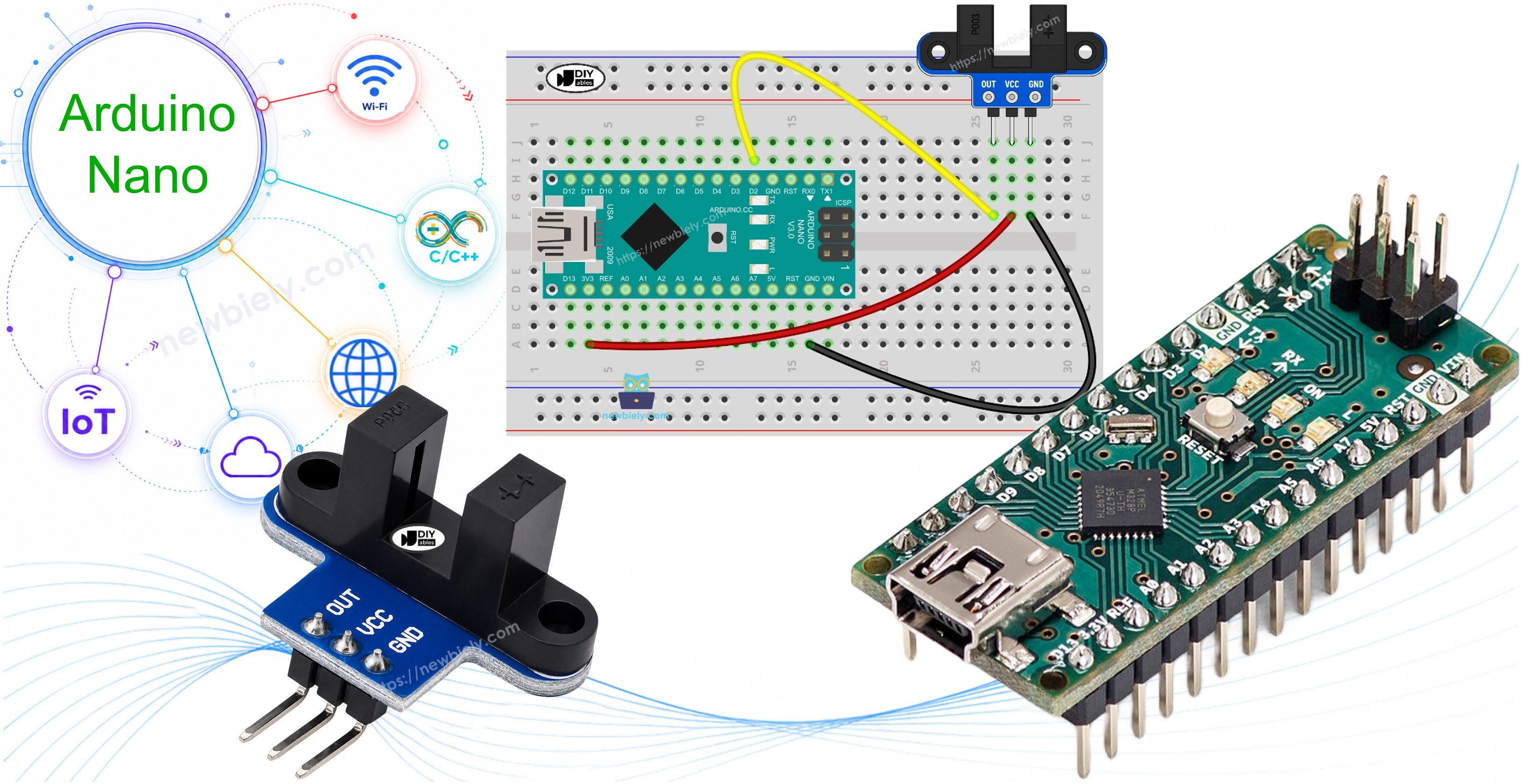 Sensor de velocidad óptico ranurado IR con Arduino Nano