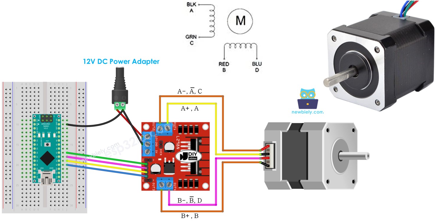 Arduino Nano motor paso a paso controlador L298N