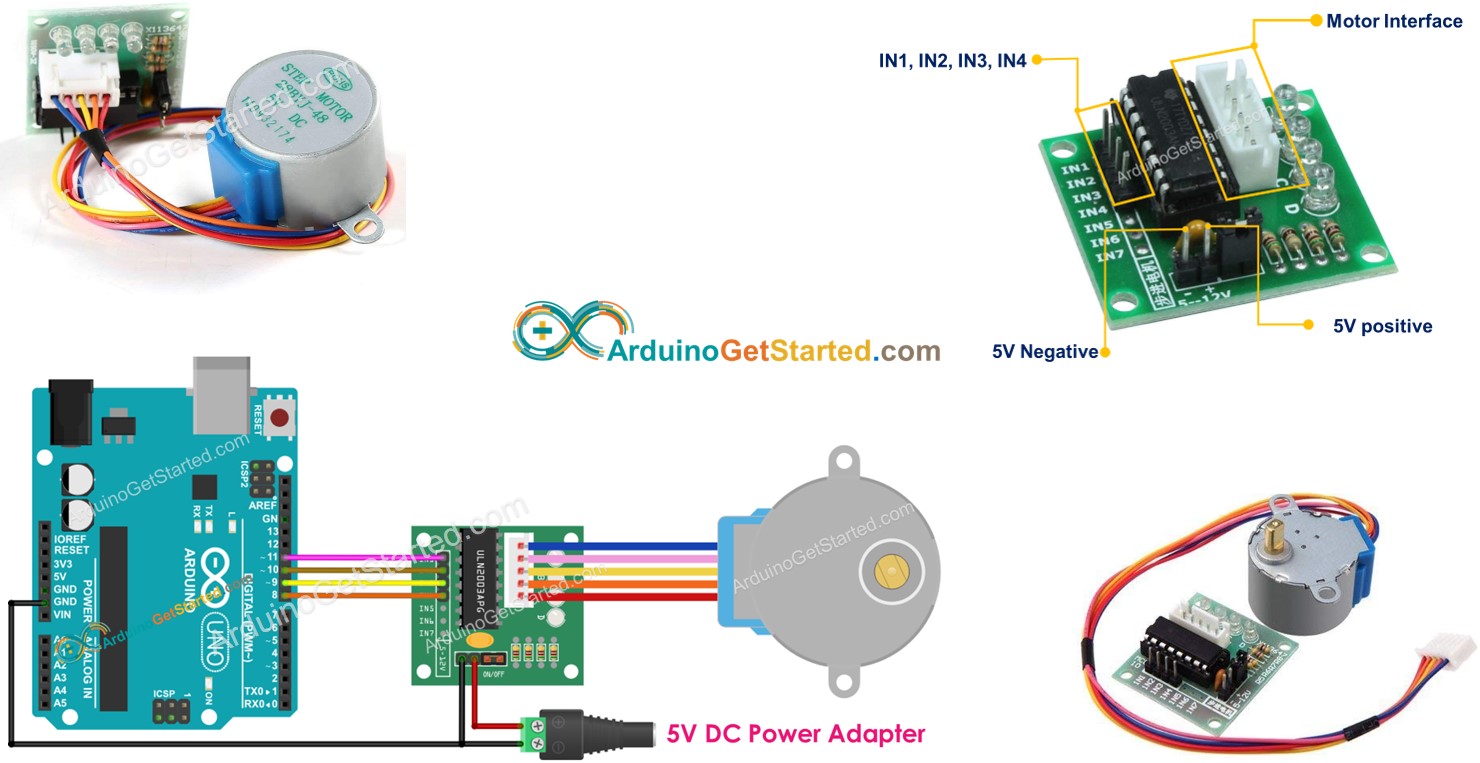 Motor paso a paso 28BYJ-48 ULN2003 para Arduino