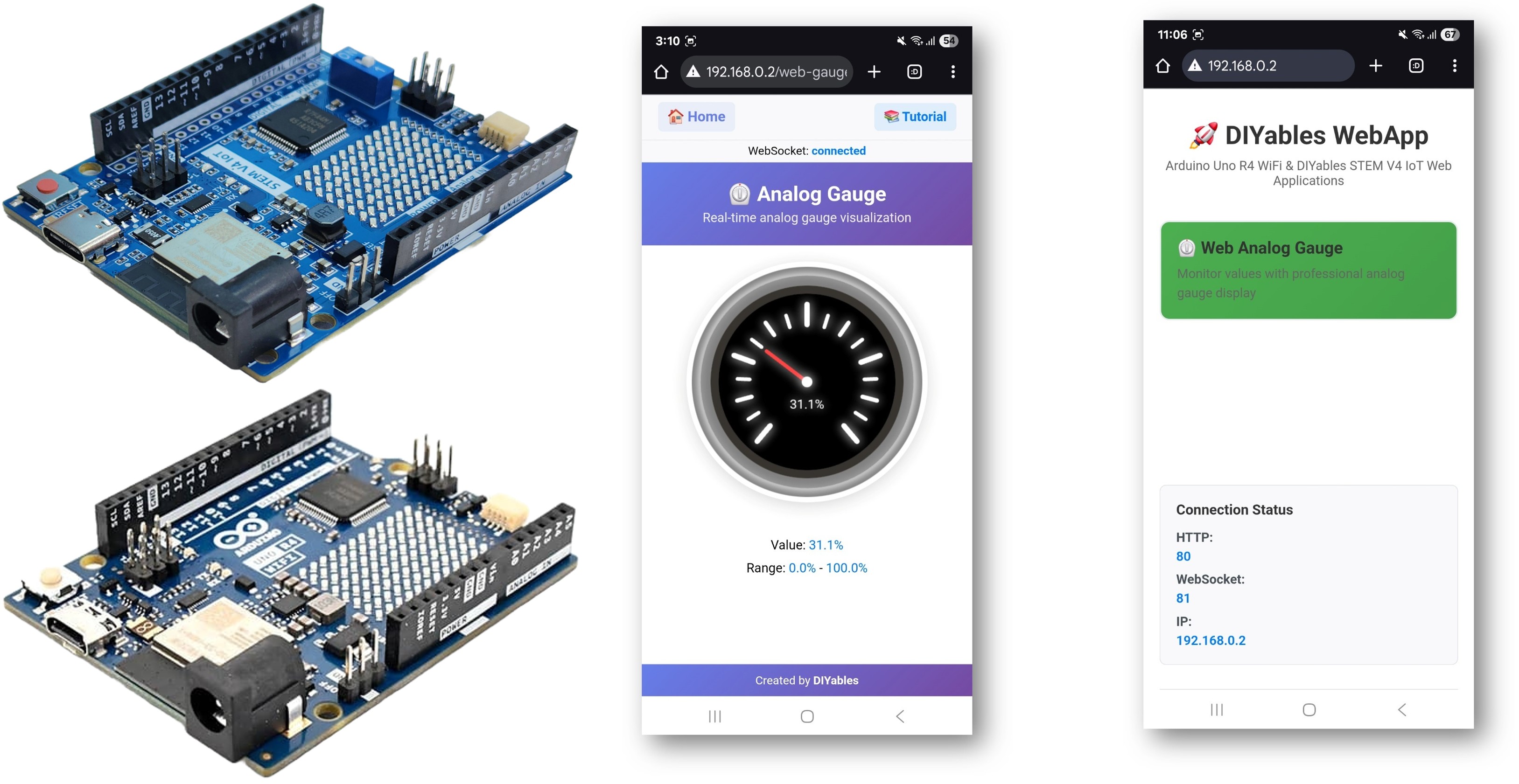 Ejemplo de Arduino WebAnalogGauge - Tutorial de visualización profesional de medidores