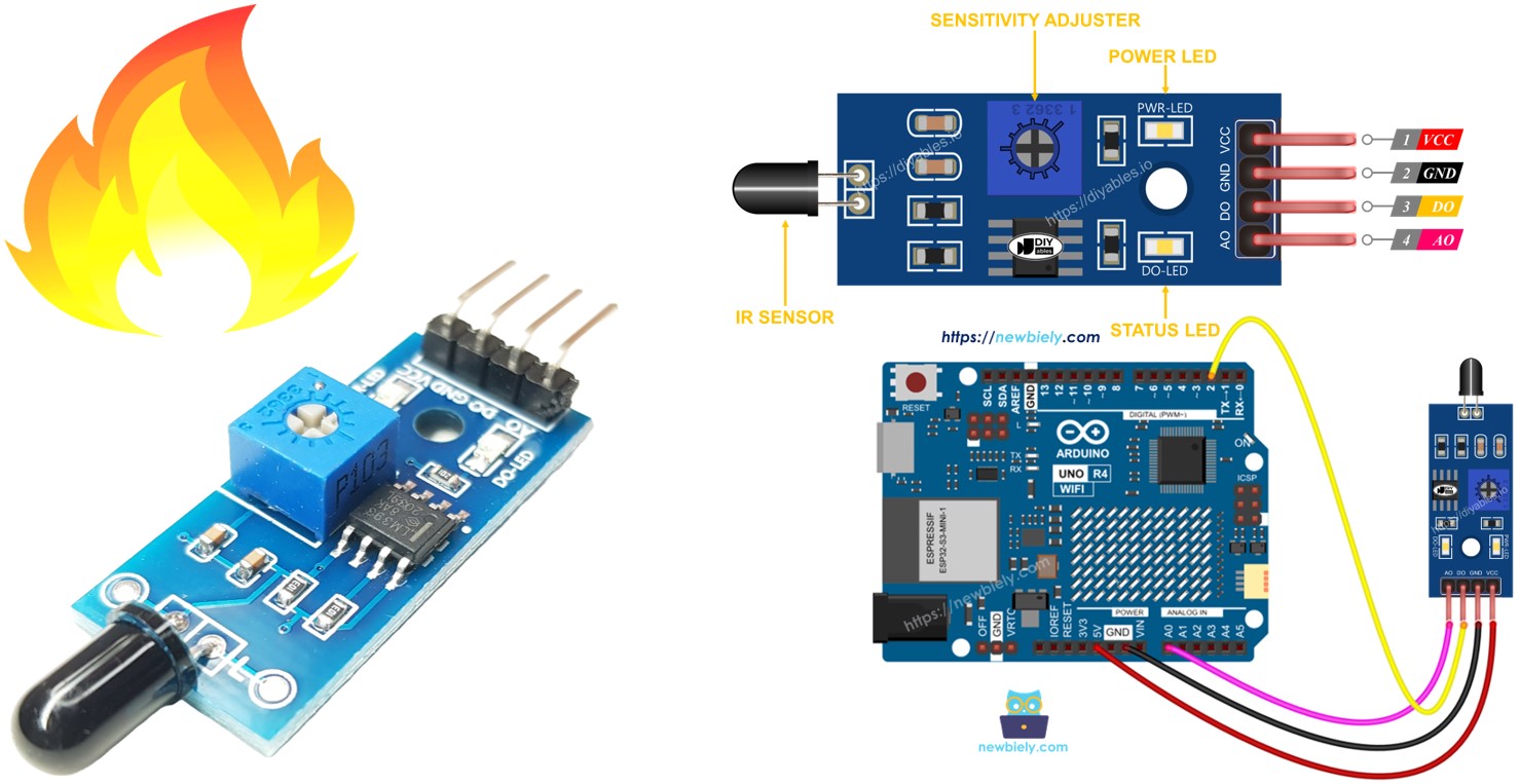 Sensor de llama para Arduino UNO R4