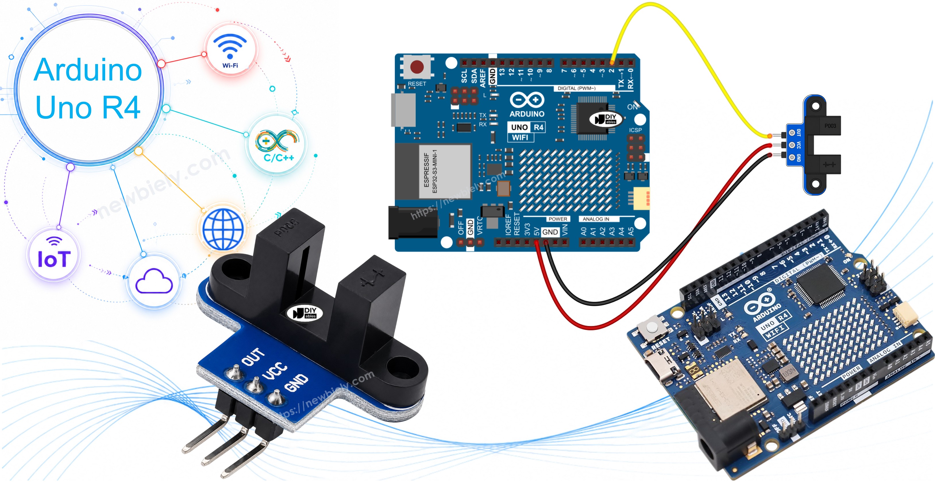 Arduino UNO R4 y sensor de velocidad óptico ranurado IR