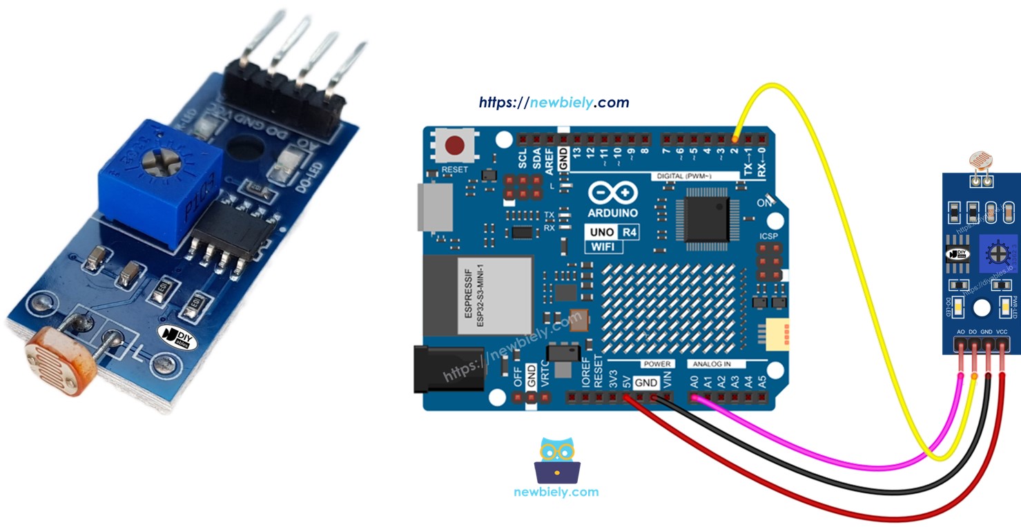 Módulo de sensor de luz LDR para Arduino UNO R4