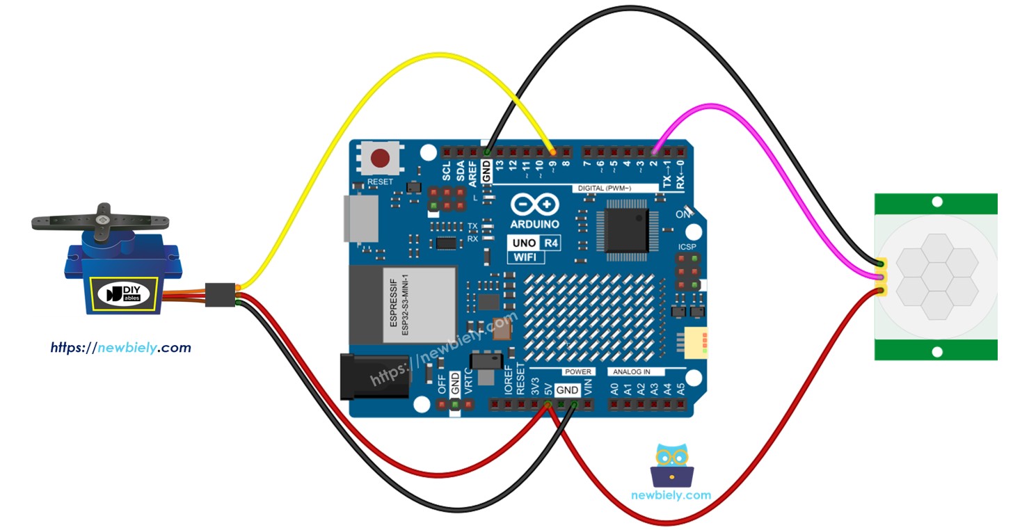 Arduino UNO R4 Servomotor con sensor de movimiento