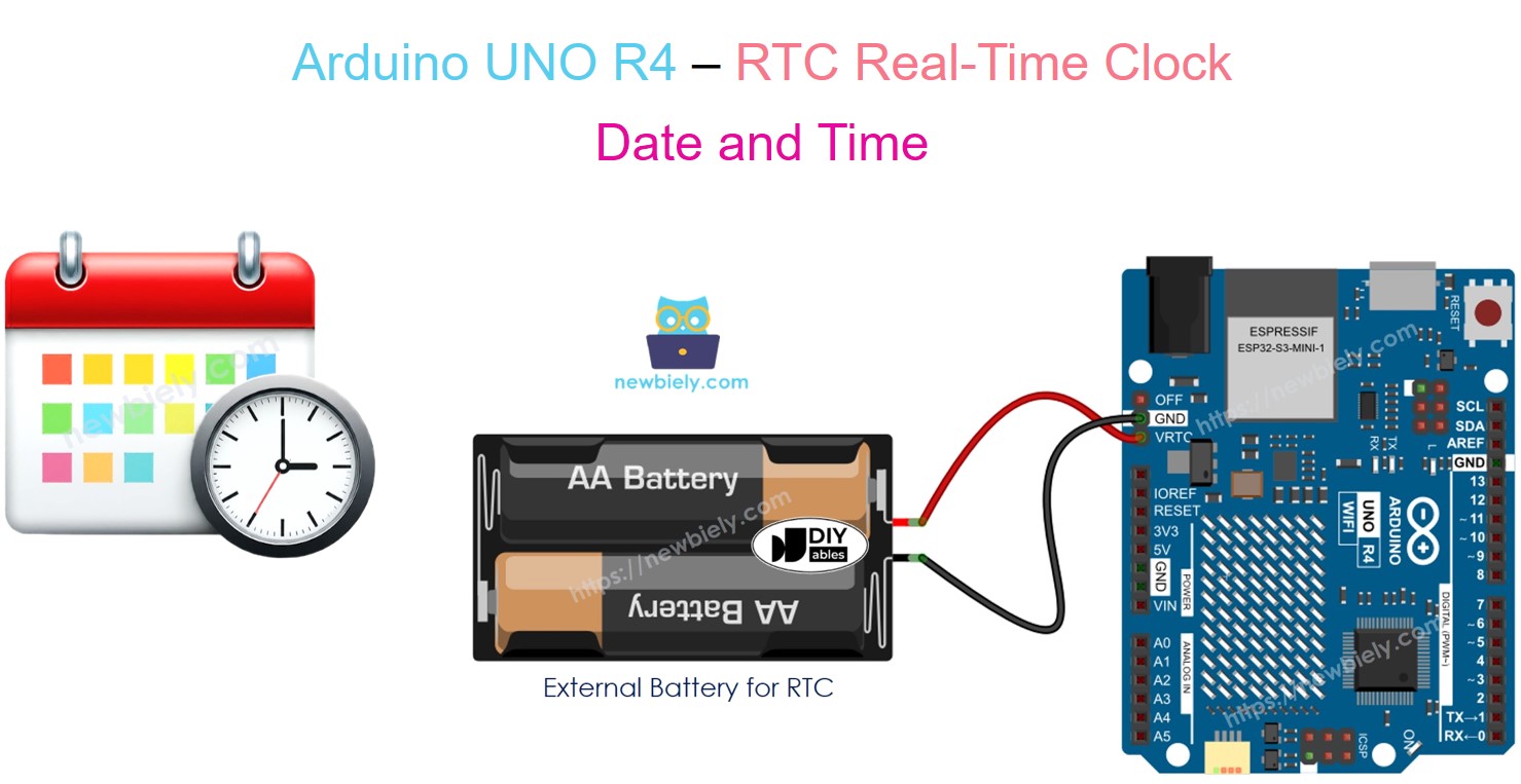 Arduino UNO R4 RTC Reloj de tiempo real