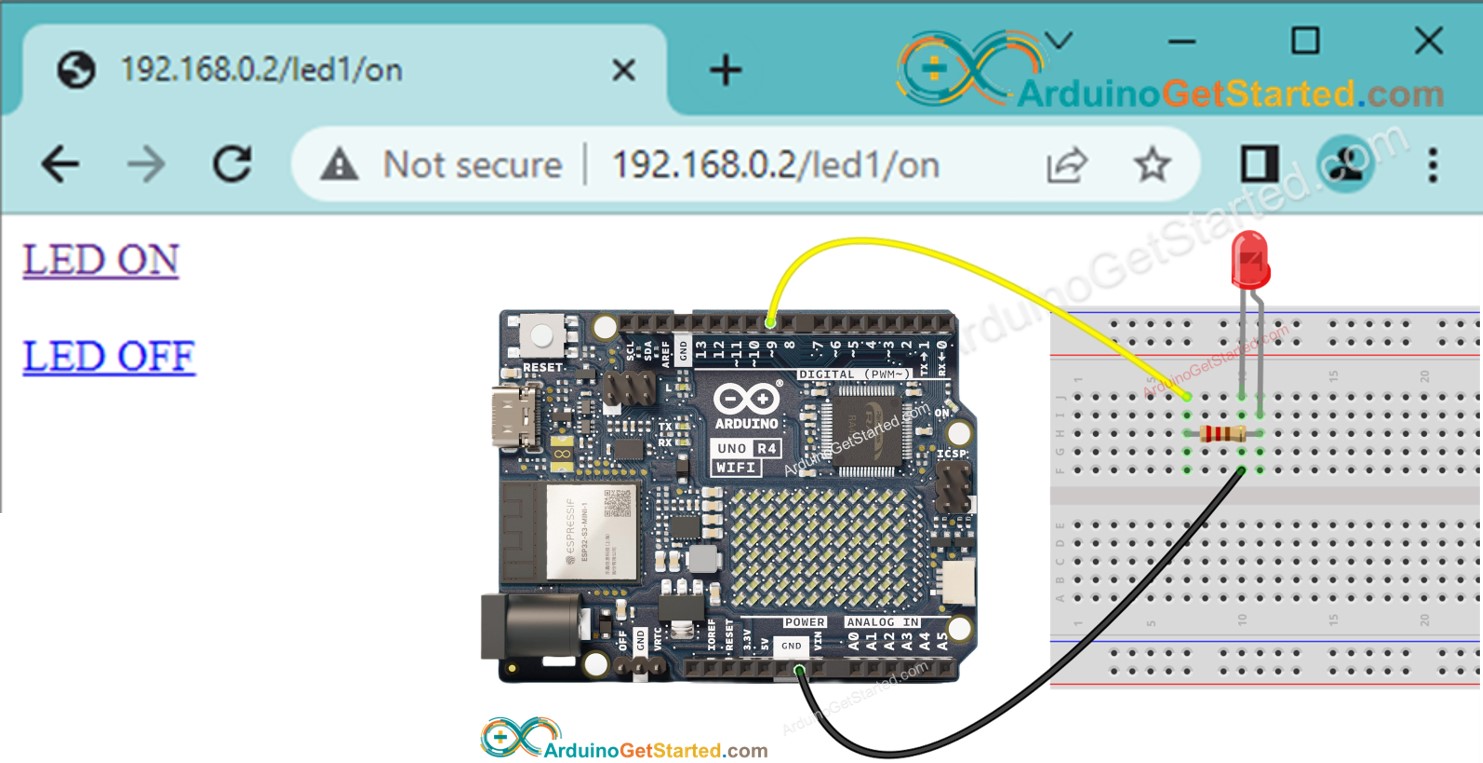 Arduino Uno R4 LED navegador web