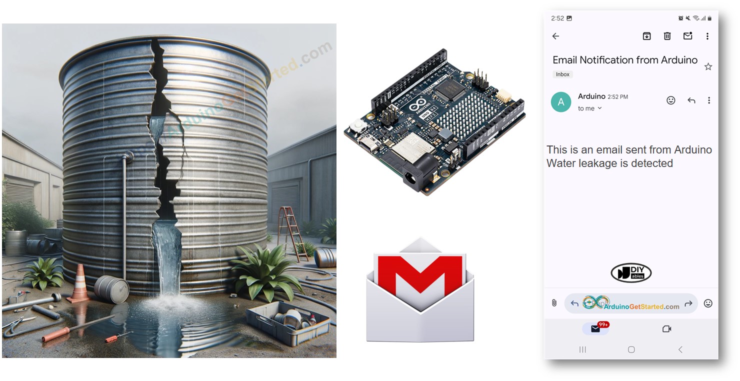 Notificación por correo electrónico de fuga de agua de Arduino