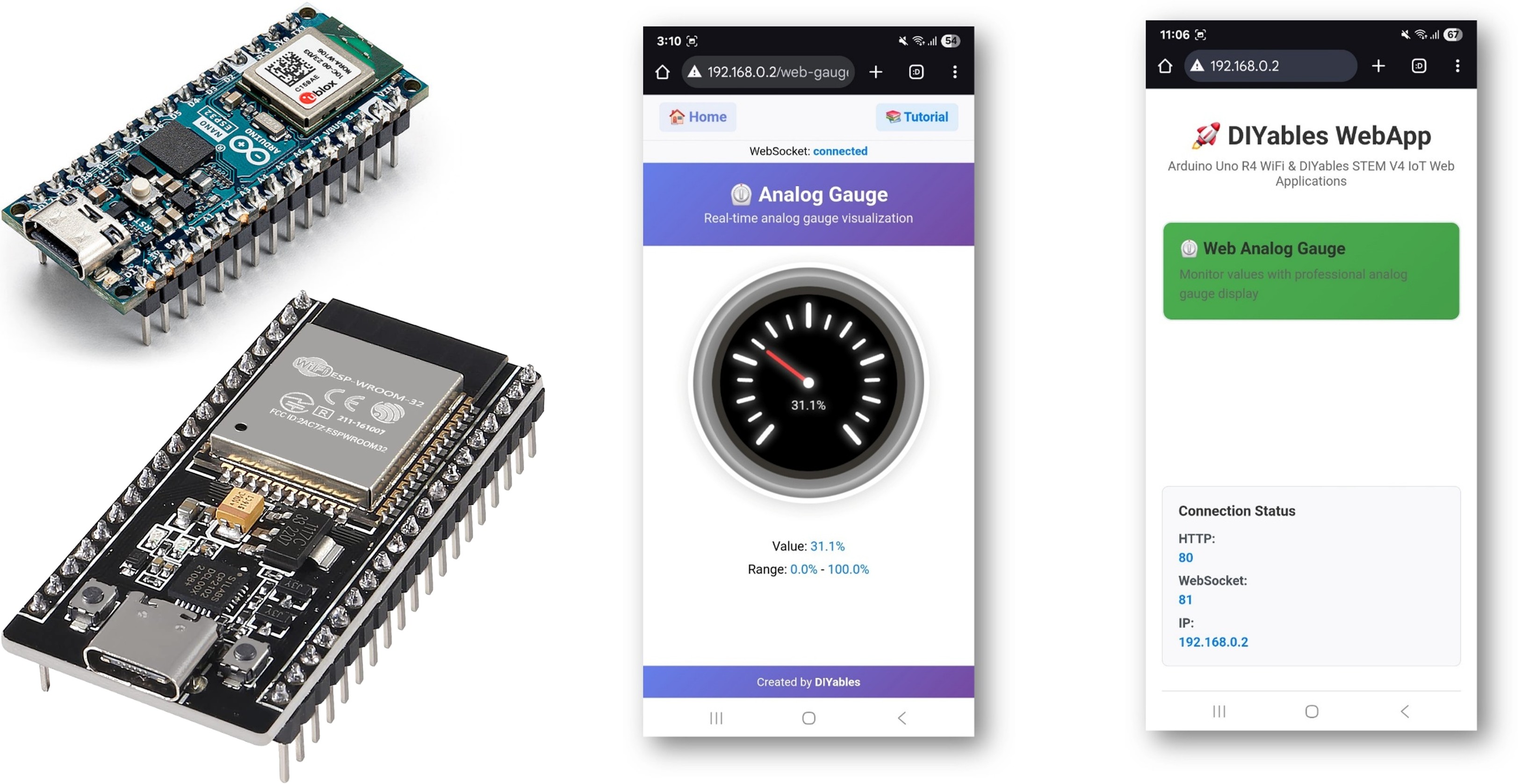 Ejemplo de Arduino WebAnalogGauge - Tutorial de visualización profesional de medidores