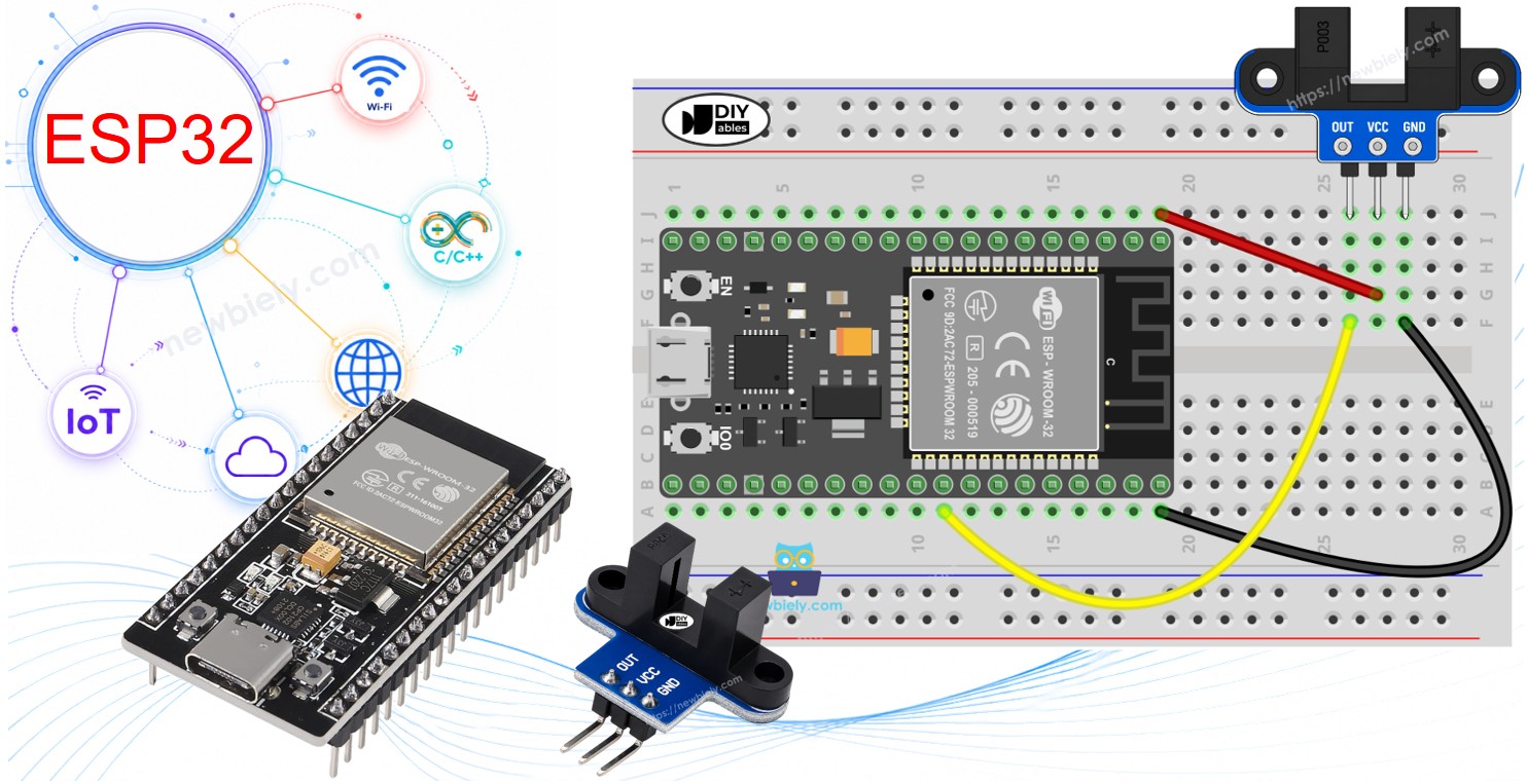 ESP32 y sensor de velocidad óptico ranurado IR
