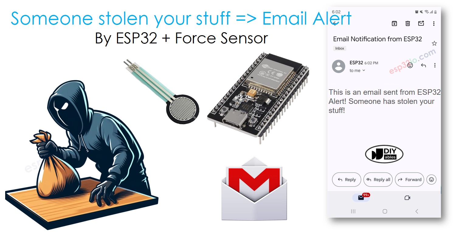 Notificación por correo electrónico de detección de robo con ESP32