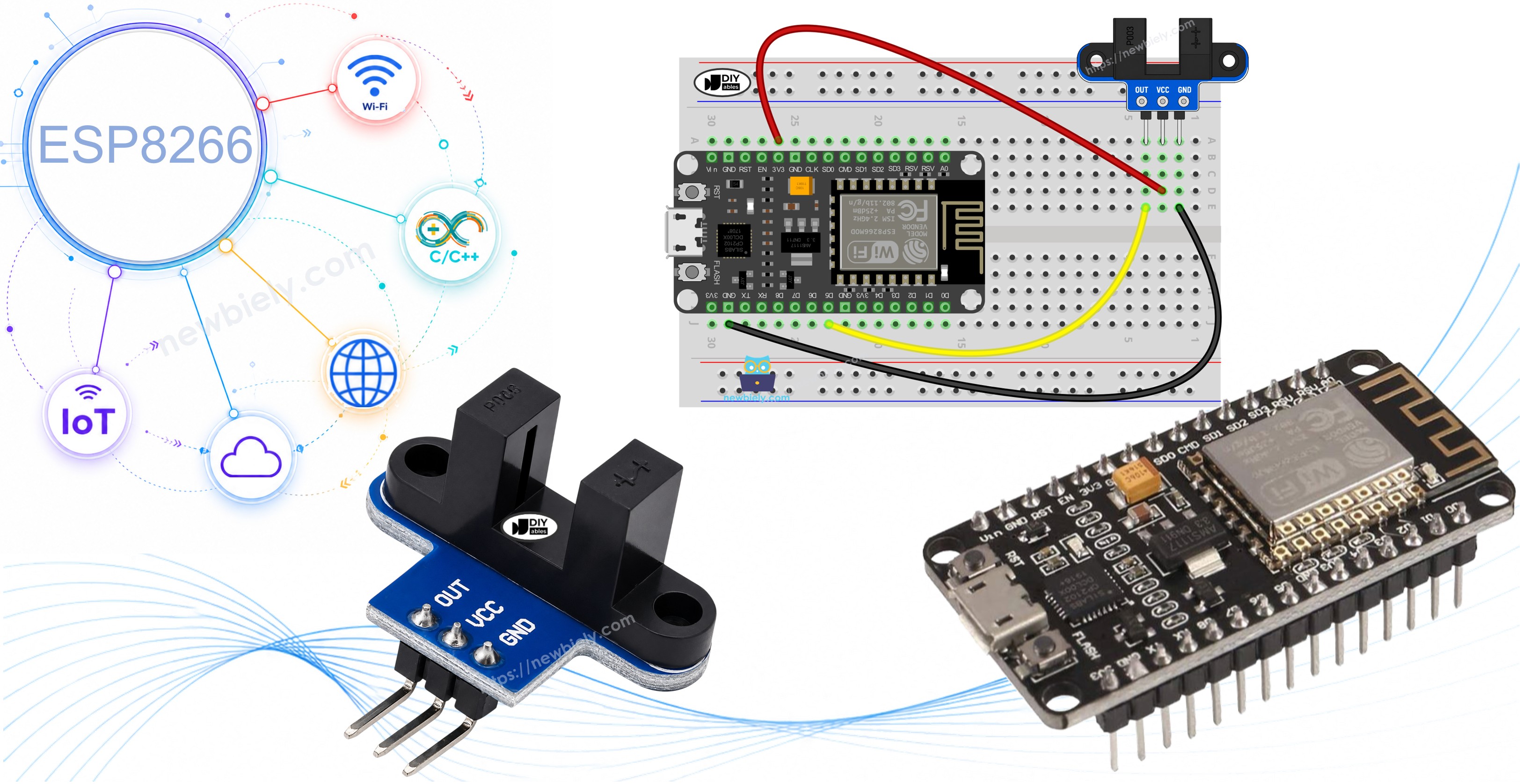 ESP8266 NodeMCU NodeMCU con sensor de velocidad óptico ranurado IR