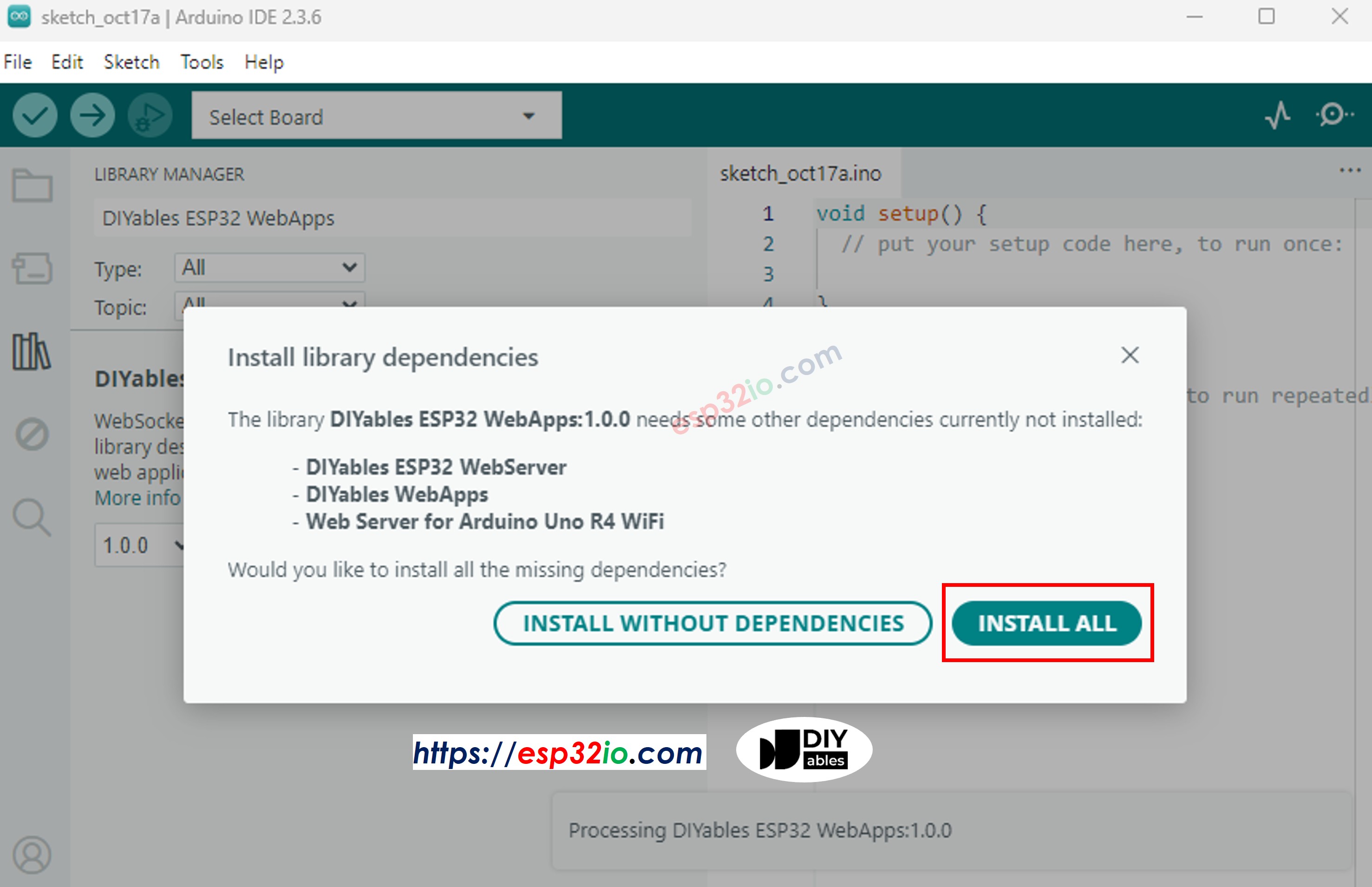 Dependencia de ESP32 WebApps de DIYables