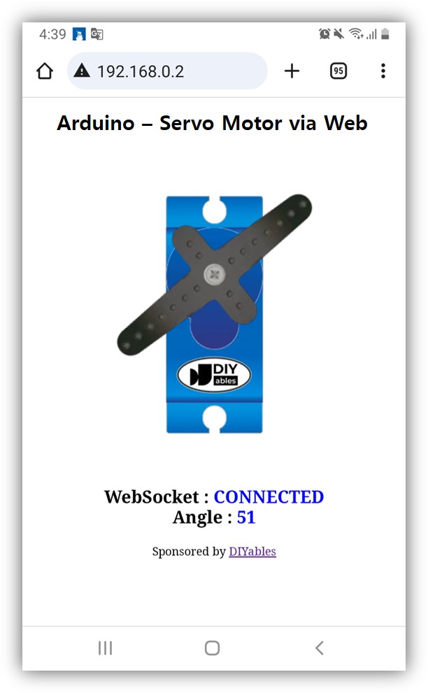 Arduino controla el servomotor a través del navegador web