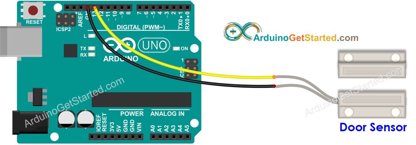 Diagrama de cableado del sensor de puerta para Arduino