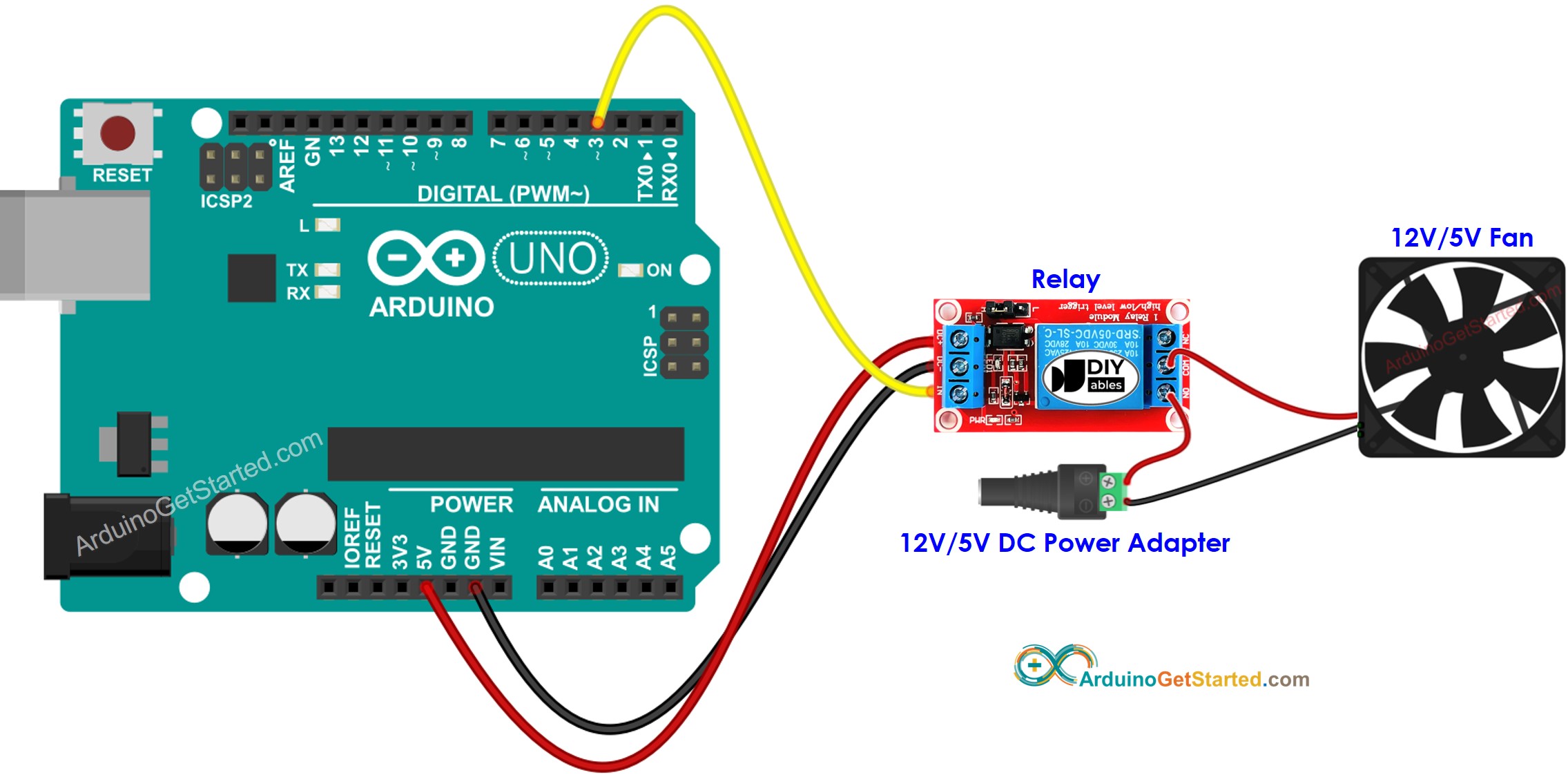 Diagrama de cableado de Arduino para ventilador