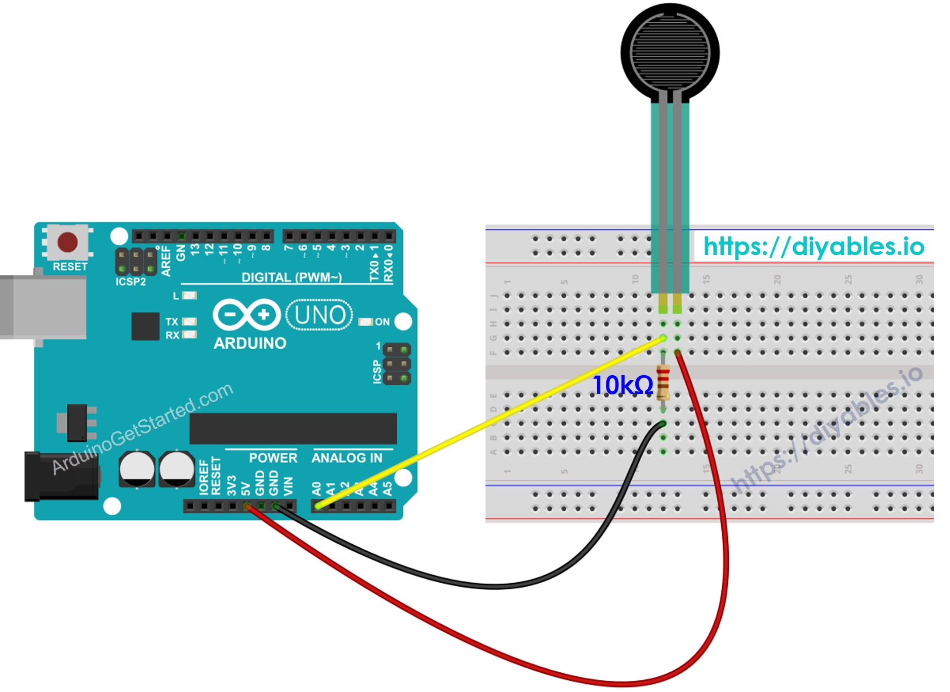 Diagrama de cableado de Arduino Force