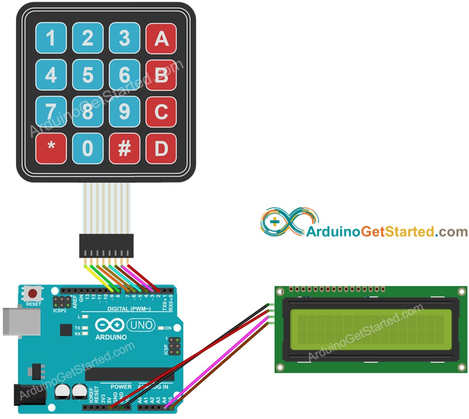 Diagrama de cableado de Arduino para teclado LCD