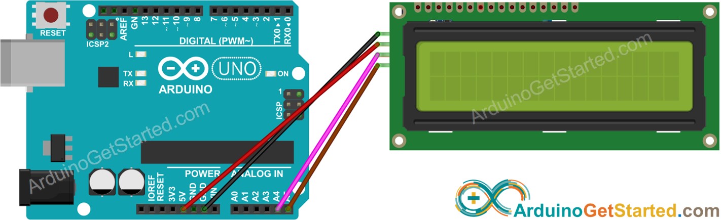 Diagrama de cableado de Arduino para LCD I2C