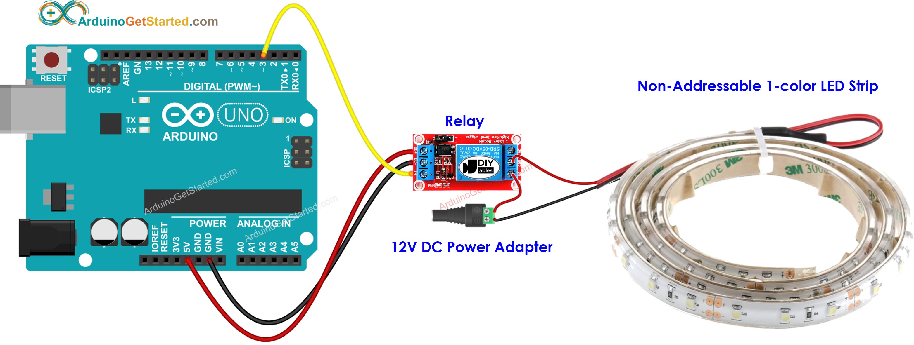 Diagrama de cableado de la tira LED de 12 V para Arduino