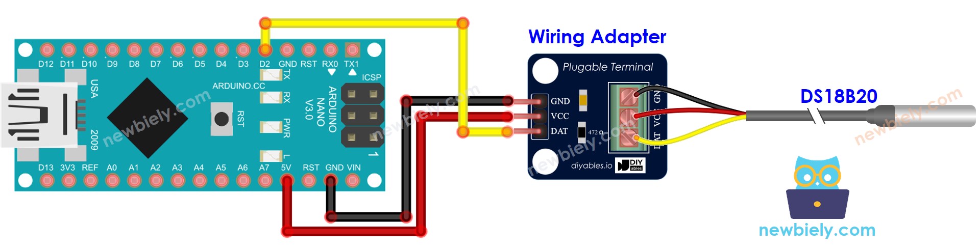 Diagrama de cableado Arduino Nano DS18B20