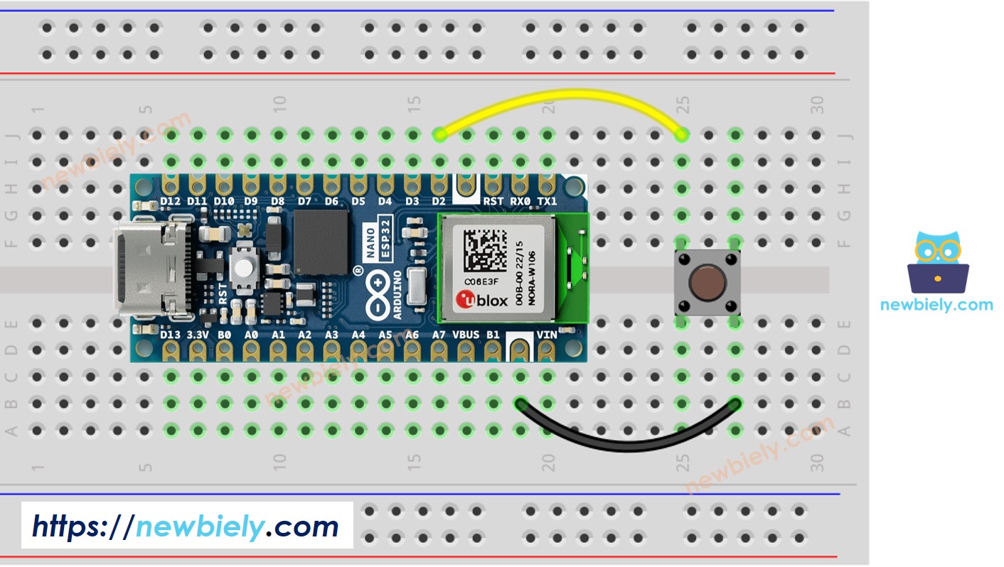 Diagrama de cableado del botón Arduino Nano ESP32