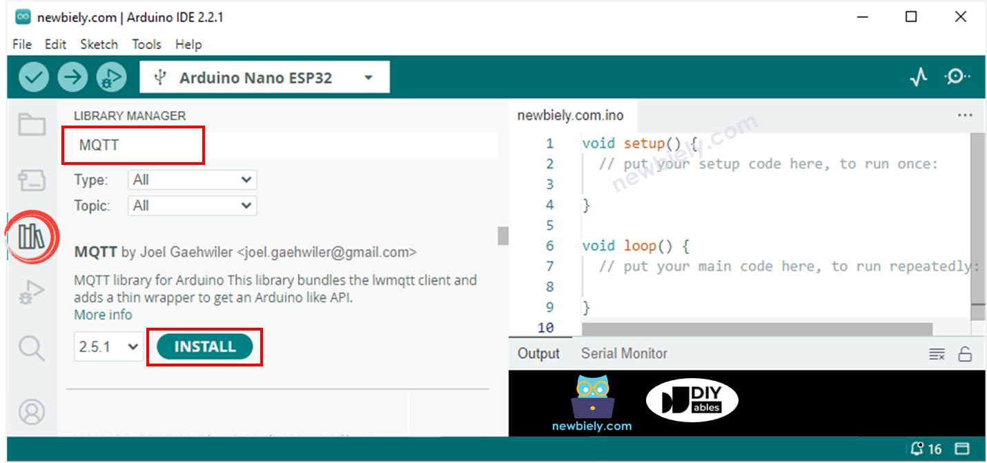 Biblioteca MQTT para Arduino Nano ESP32