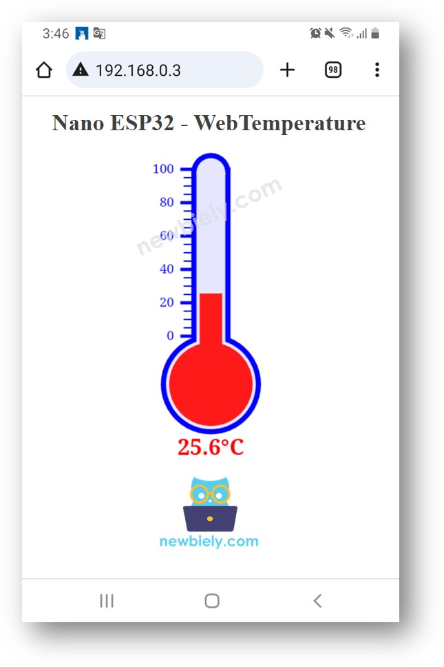 Arduino Nano ESP32: servidor web de temperatura para navegador
