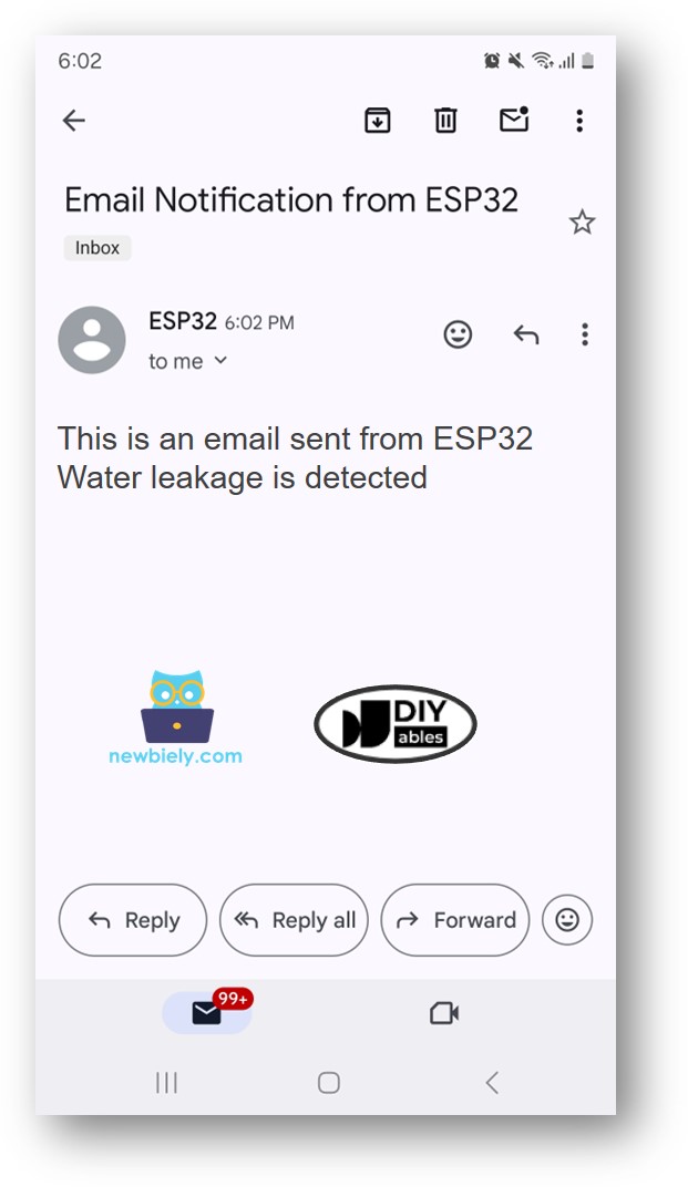 Arduino Nano ESP32 sensor de agua correo electrónico