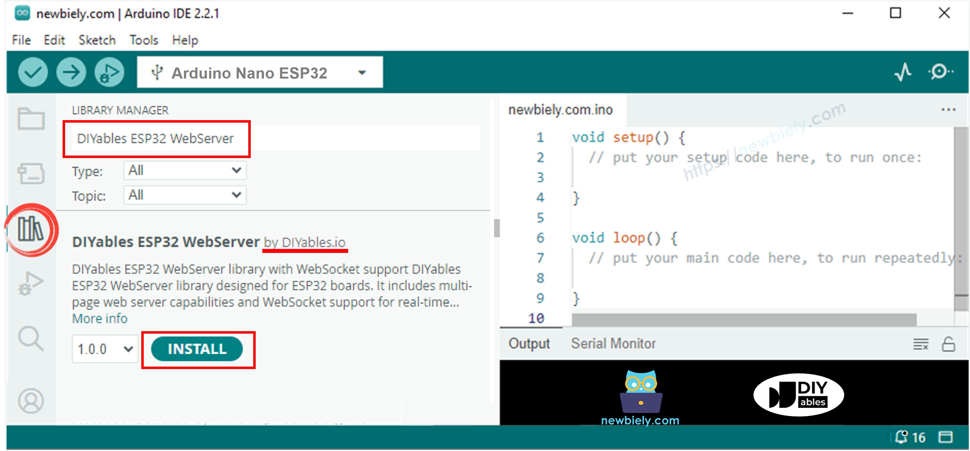 Biblioteca de servidor web para Arduino Nano ESP32