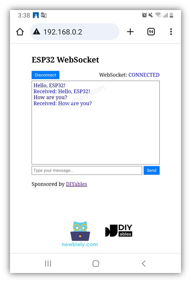 Servidor de chat WebSocket para Arduino Nano ESP32
