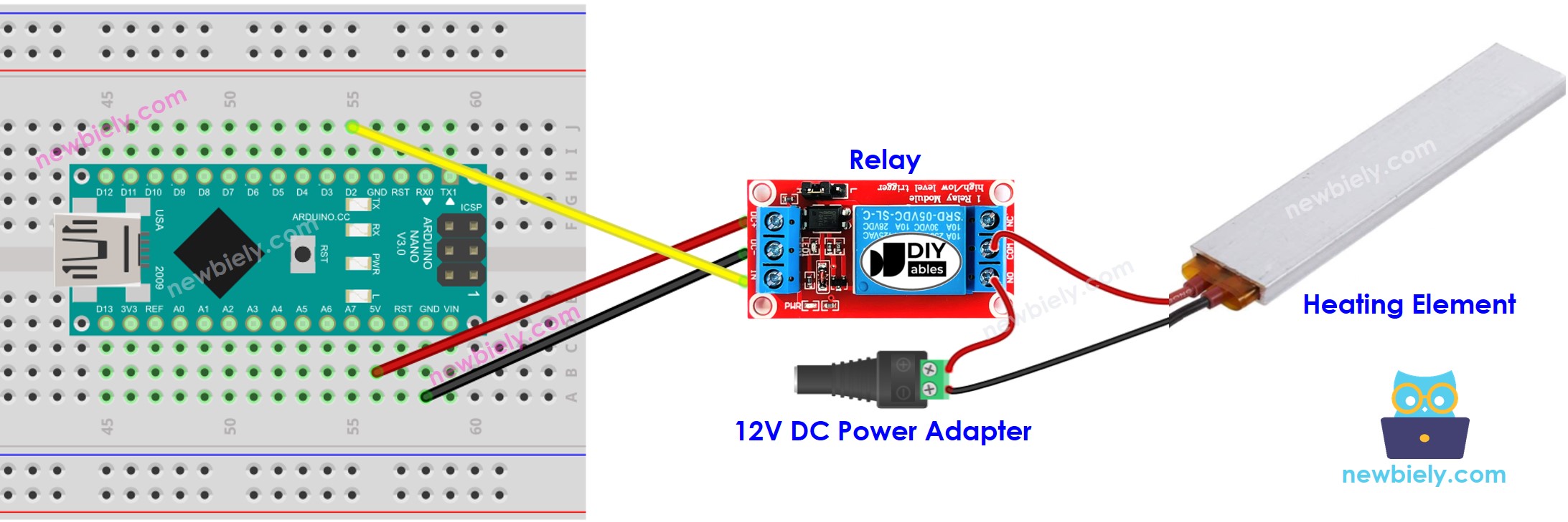 Diagrama de cableado del elemento calefactor para Arduino Nano
