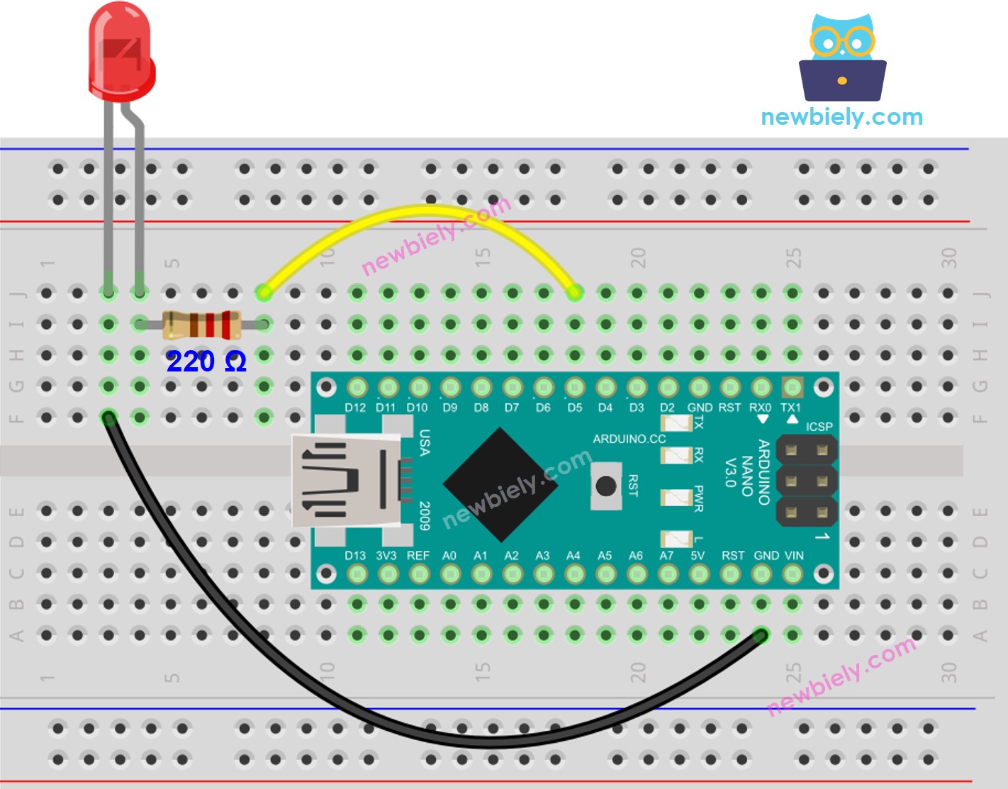 Diagrama de cableado de LEDs para Arduino Nano