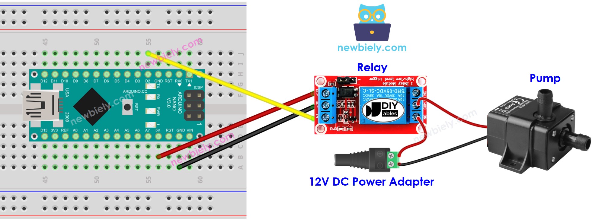 Diagrama de cableado de la bomba Arduino Nano