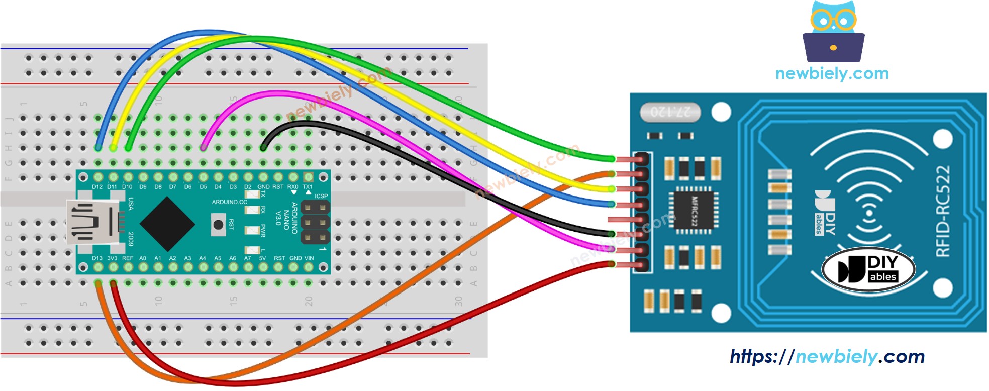 Diagrama de cableado Arduino Nano RFID RC522