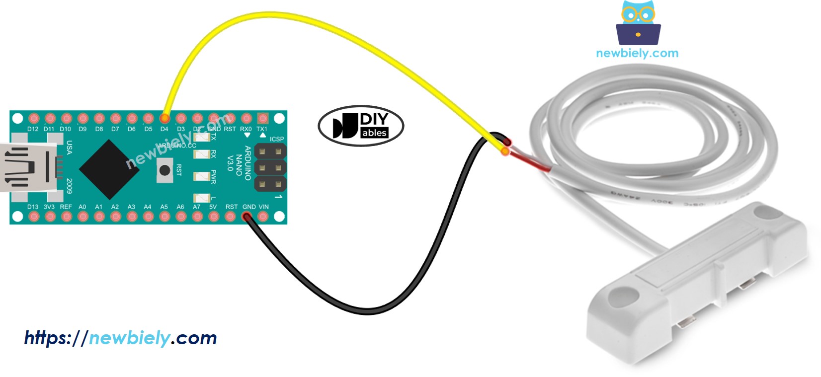 Diagrama de cableado del detector de fugas de agua para Arduino Nano