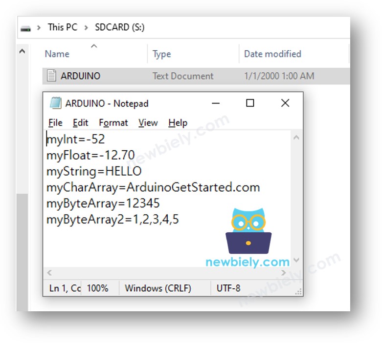 Arduino Nano escribe una variable en la tarjeta microSD.